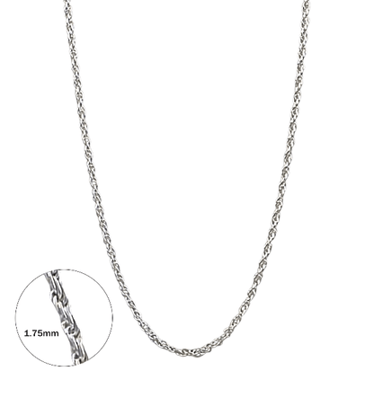 Collier chaîne argent sterling maille blé 1.75mm - Longueurs 16 à 20 pouces - Alberto Bijoux