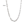 Collier chaîne paperclip en acier inoxydable 3.5mm avec maillons ovales et finition argentée brillante sur fond blanc