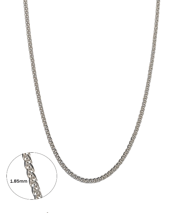 Collier chaîne argent sterling wheat 1.85mm - Longueurs 16 à 18 pouces - Alberto Bijoux
