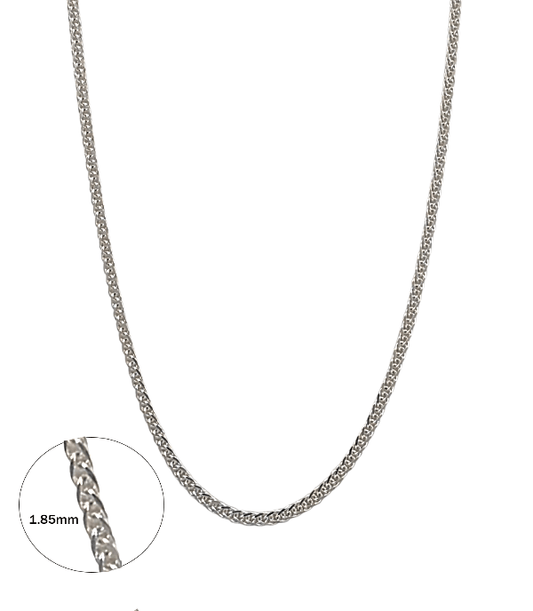 Collier chaîne argent sterling wheat 1.85mm - Longueurs 16 à 18 pouces - Alberto Bijoux
