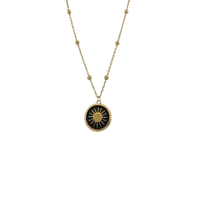 Collier Soleil Éclatant – Pendentif Rond 20 mm (Acier Inoxydable Doré) - Alberto Bijoux