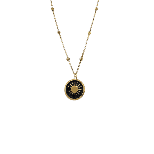 Collier Soleil Éclatant – Pendentif Rond 20 mm (Acier Inoxydable Doré) - Alberto Bijoux