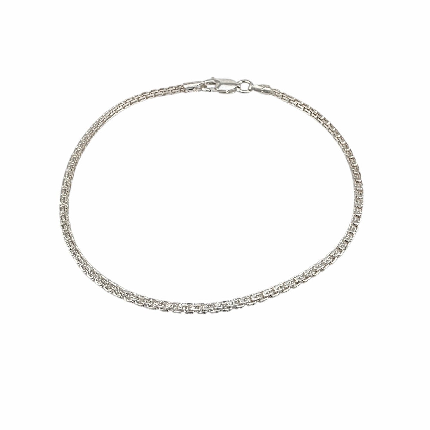 Bracelet chaîne bismark argent sterling 925 1.7mm 7.5 pouces fermoir lobster