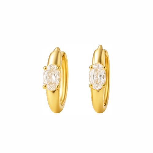 Clara – Mini Créoles Dorées & Pierre Étincelante - Alberto Bijoux