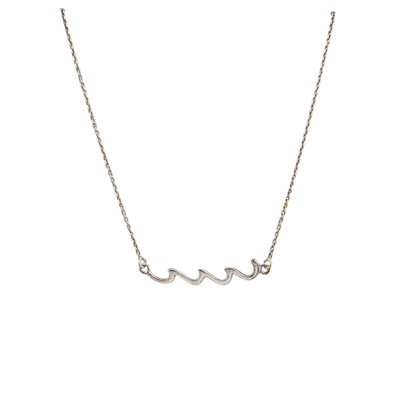 Collier vague argent 925 pendentif 34mm ocean inspired minimaliste chaîne 16 pouces