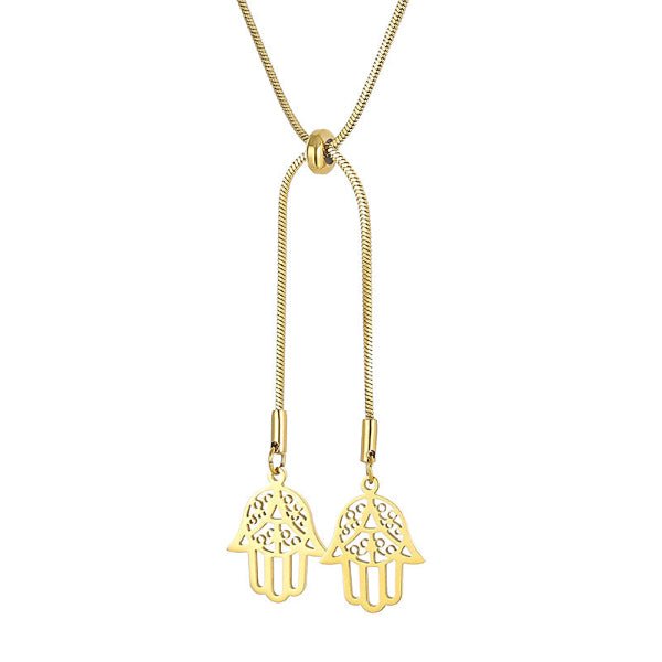 Collier “Double Hamsa Doré” – Protection et élégance - Alberto Bijoux