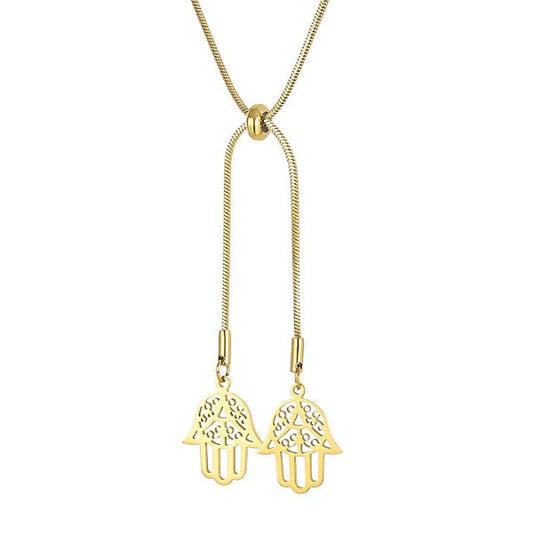 Collier “Double Hamsa Doré” – Protection et élégance - Alberto Bijoux