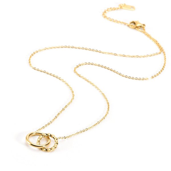 Collier “Duo” – Anneaux Entrelacés Dorés - Alberto Bijoux