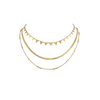 Collier doré triple rang en acier inoxydable avec triangles, chaîne serpent et mini tubes, 40 cm + 5 cm extension
