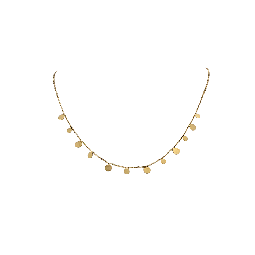 Collier doré “Mini Dots” avec pampilles mobiles – chaîne fine en acier inoxydable hypoallergénique, 40 cm + 5 cm extension