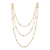 Collier doré trois rangs avec perles dorées en acier inoxydable, longueur 17 pouces
