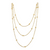Collier doré trois rangs avec perles dorées en acier inoxydable, longueur 17 pouces