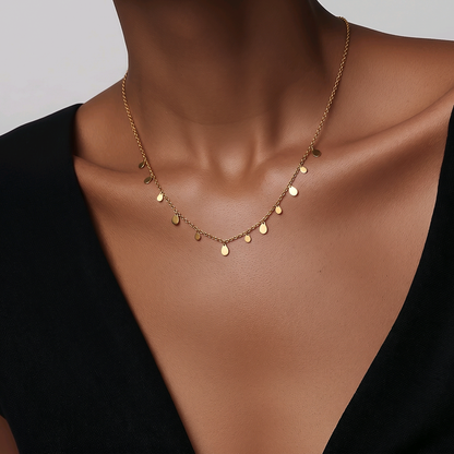Collier “Pluie d'Or” – Chaîne Dorée & Gouttes Pendantes en acier inoxydable  - Alberto Bijoux