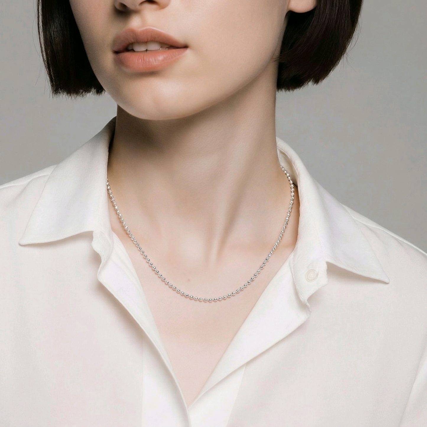 Collier chaîne argent sterling boules 1.25mm - Longueurs 16 à 20 pouces - Alberto Bijoux