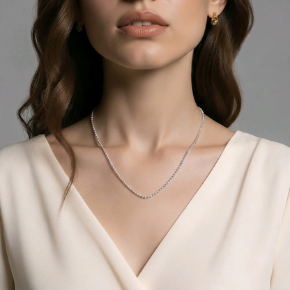 Collier chaîne argent sterling boules 1.25mm - Longueurs 16 à 20 pouces - Alberto Bijoux