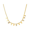 Collier doré 18k avec pampilles rectangulaires lisses et zircons clairs alternés sur fine chaîne.