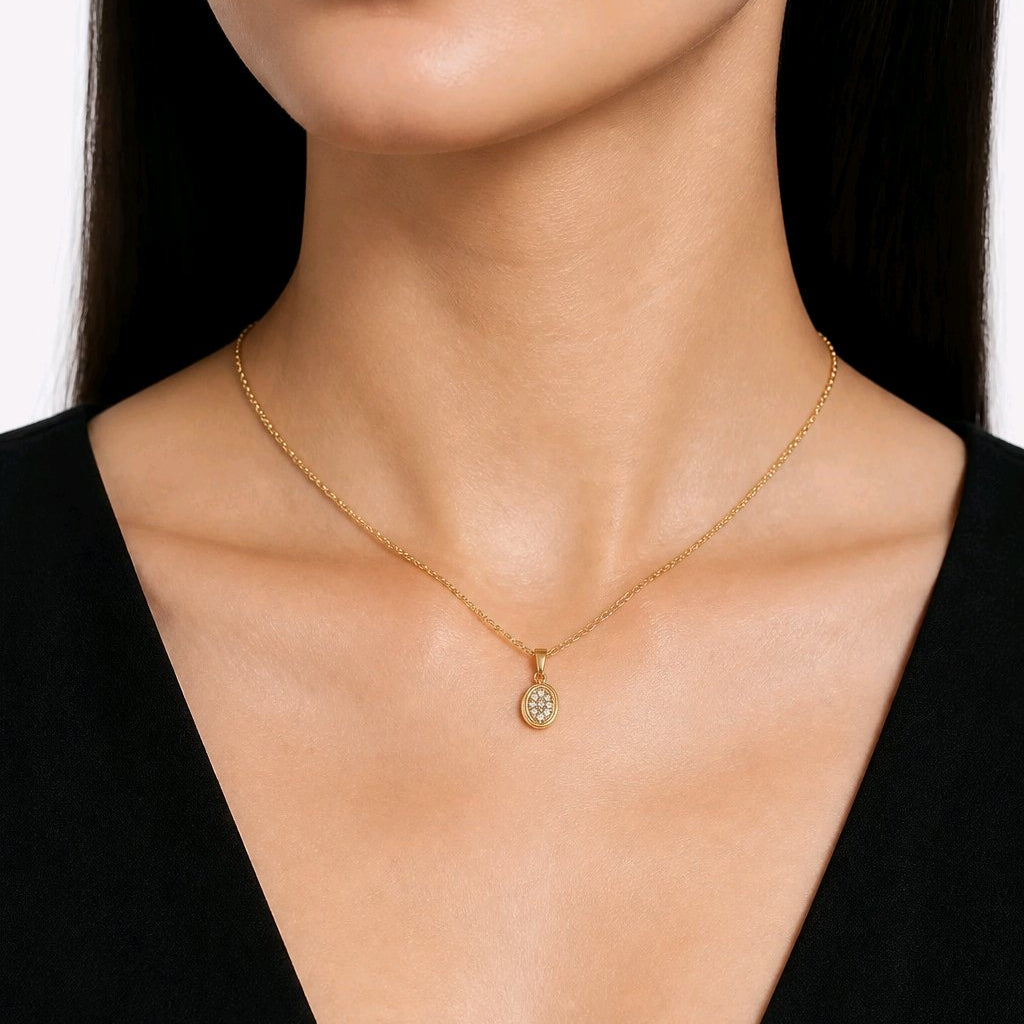 Ovale Étincelant – Collier en acier inoxydable Doré 8 × 9 mm - Alberto Bijoux