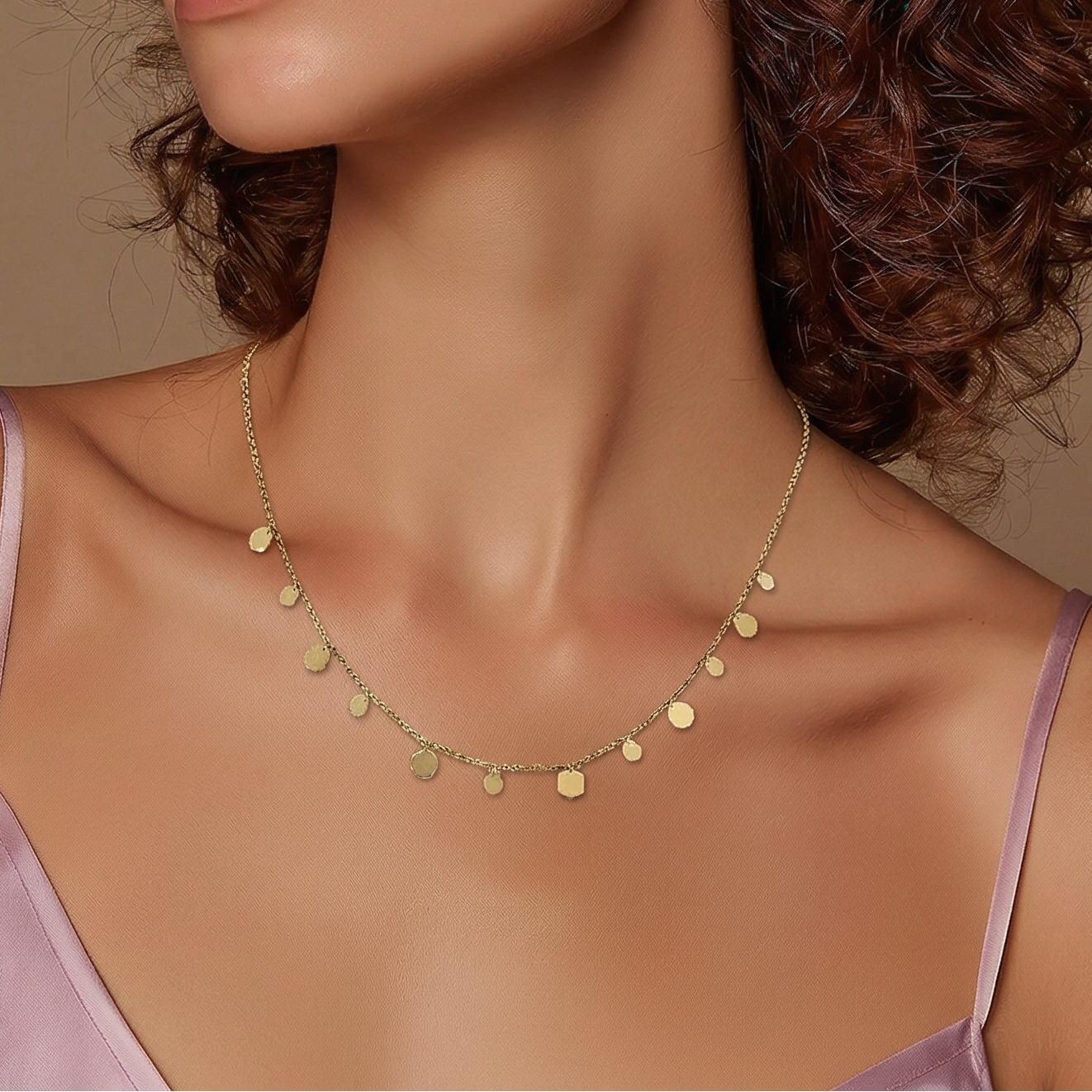 Collier “Mini Dots” – Chaîne Dorée à Pampilles - Alberto Bijoux