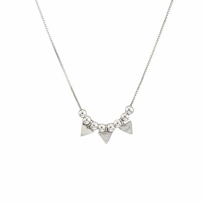Collier perles triangles argent 925 géométrique texture martelée 16 pouces fin délicat minimaliste