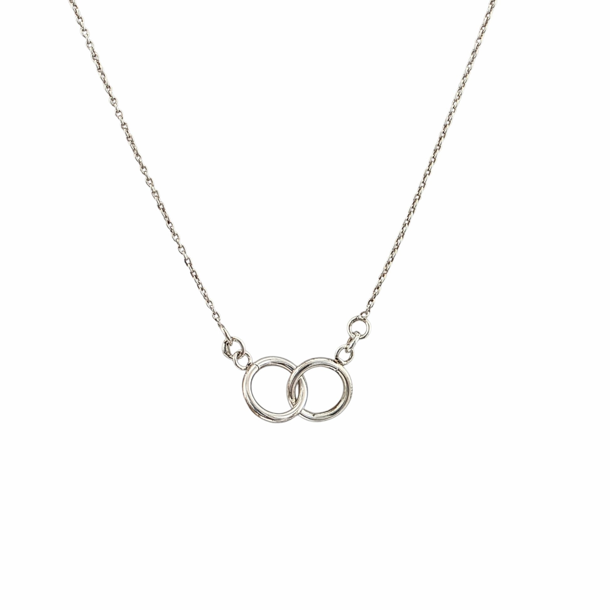 Collier double anneau argent 925 cercles entrelacés 9mm minimaliste chaîne 16 pouces