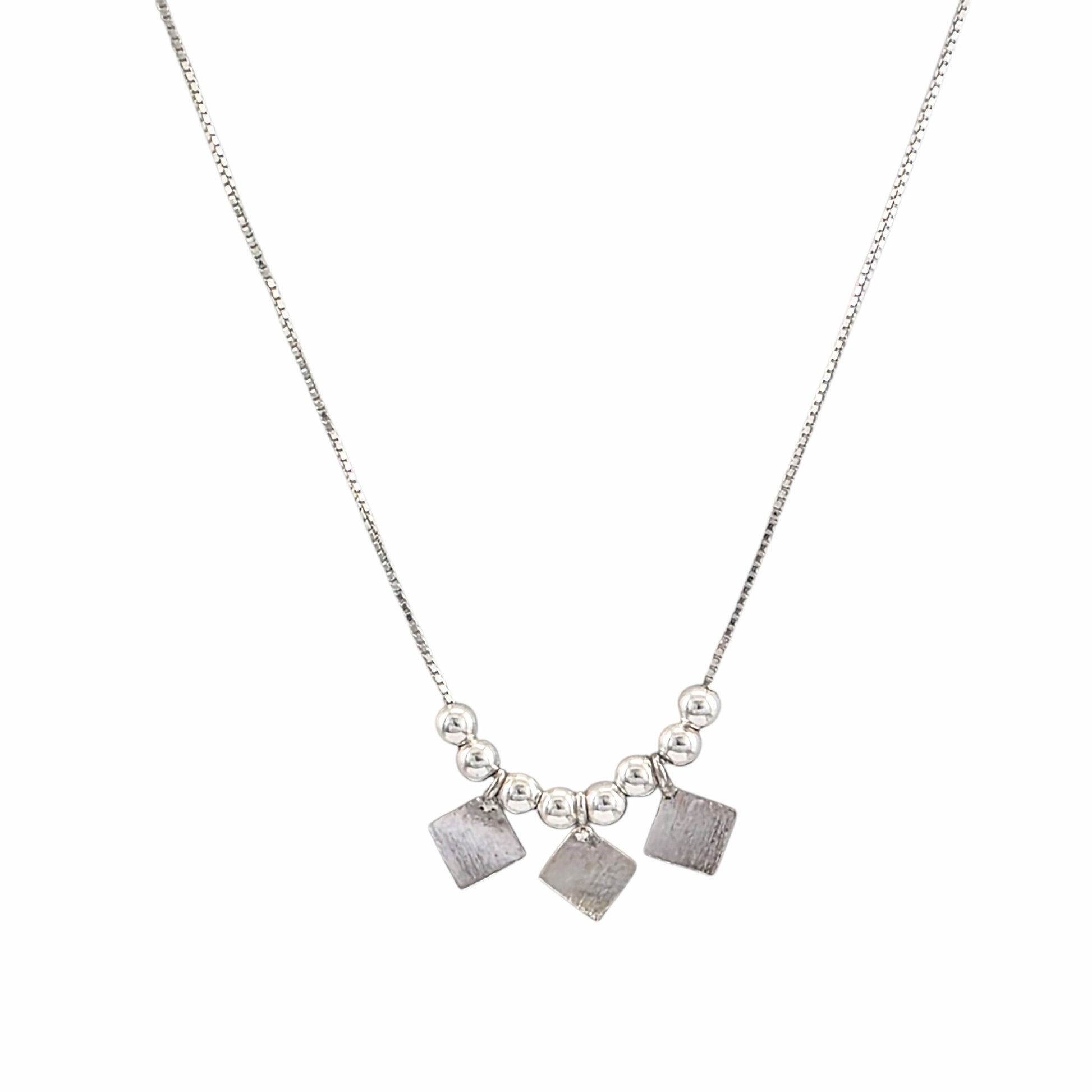 Collier triple losange pavé argent 925 16 pouces fin délicat chaîne