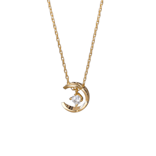 Collier “Luna” – Lune Dorée & Pierre Brillante - Alberto Bijoux
