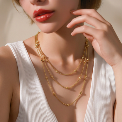 Collier “Perlita” – Multi - Rangs Doré à Billes - Alberto Bijoux