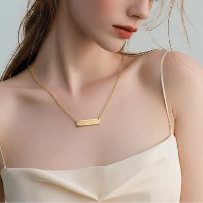 Collier “Tag Me” – Plaque Dorée Minimaliste - Alberto Bijoux