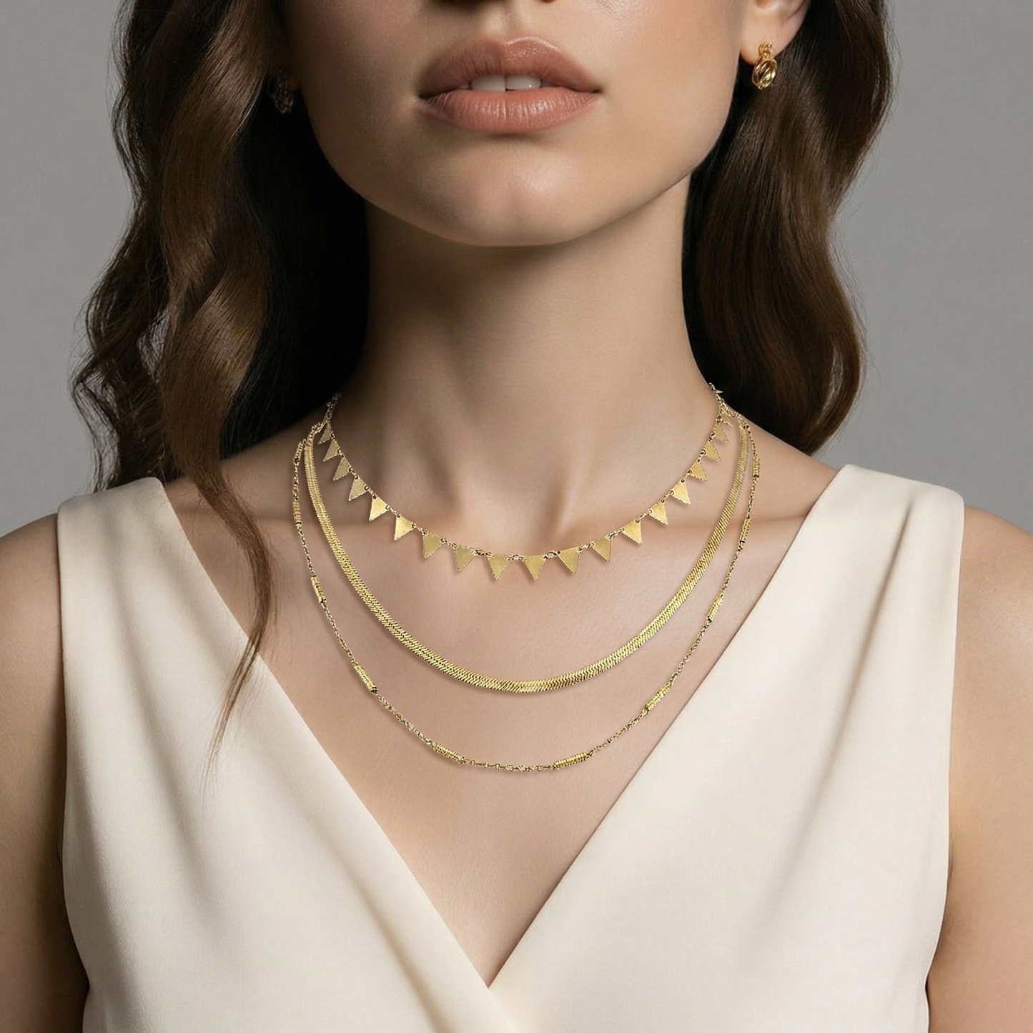 Collier “Golden Layers” – Trio Doré Chic & Tranchant - Alberto Bijoux