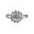 Bague argent sterling design cosmos avec rayons solaires sculptés, centre bombé miroir, style bohème moderne