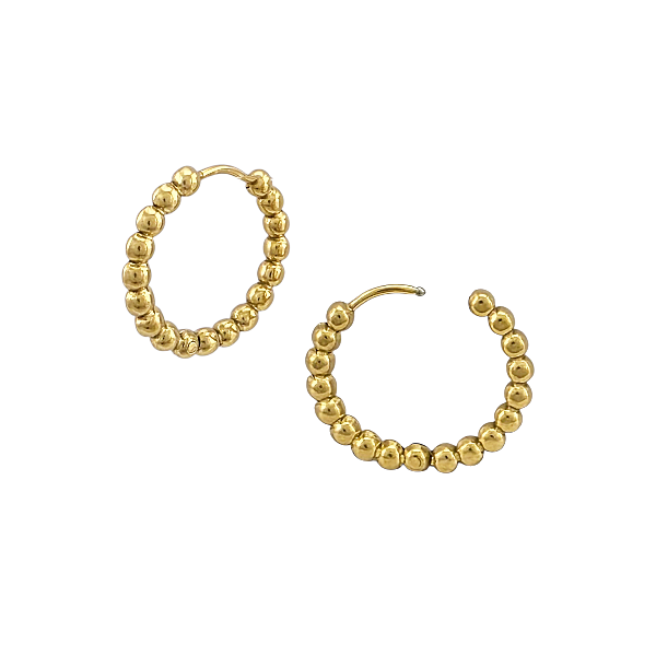 Créoles en acier inoxydable doré perles 12 mm – Alberto Bijoux Montréal