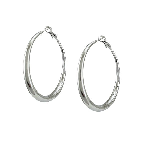 Créoles argentées en acier inoxydable 45 mm – Alberto Bijoux Montréal