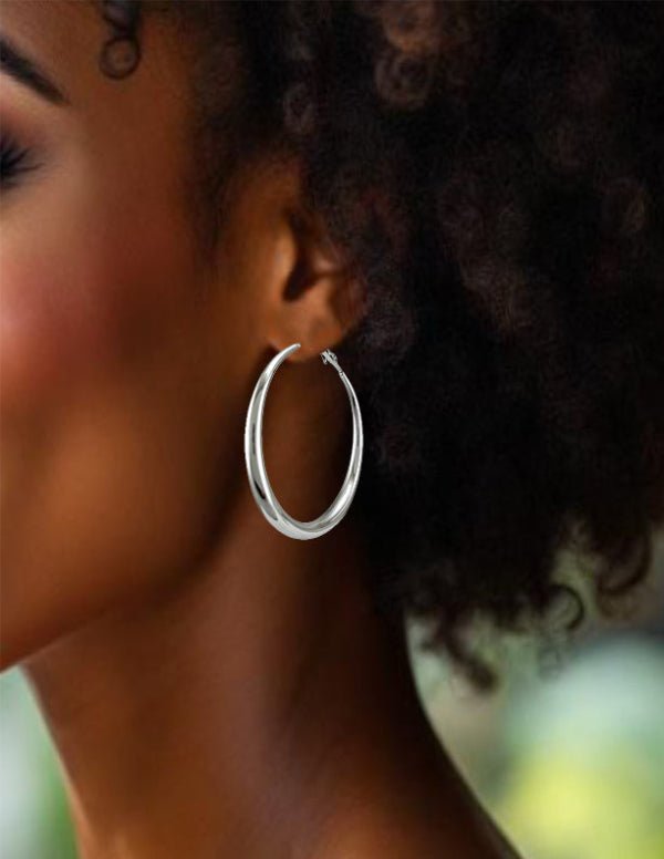 Créoles argentées en acier inoxydable 45 mm – Élégance intemporelle - Alberto Bijoux