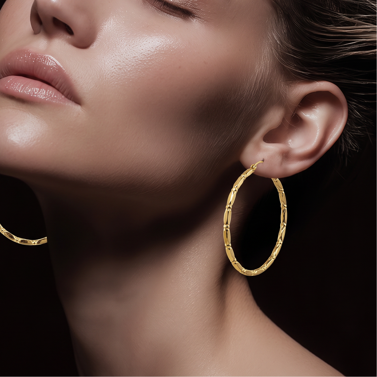 Créoles Bambou Dorées – Acier Inoxydable - Alberto Bijoux