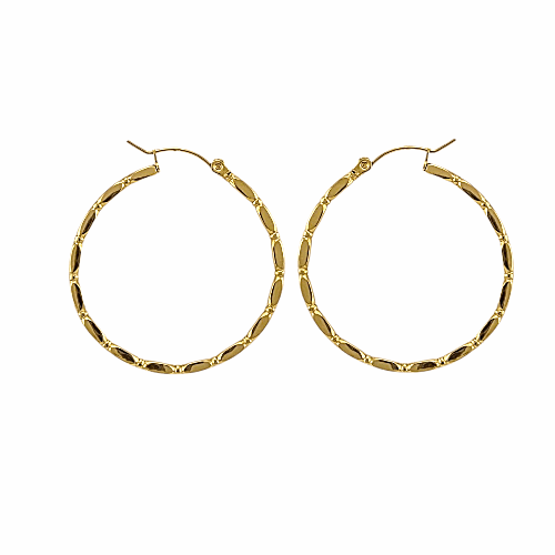 Créoles Bambou Dorées – Acier Inoxydable - Alberto Bijoux