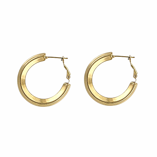 Boucles d’oreilles créoles épaisses dorées en acier inoxydable, disponibles en 20 mm et 30 mm