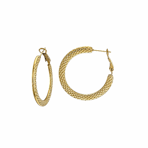 Créoles Python – Acier Doré Texturé - Alberto Bijoux