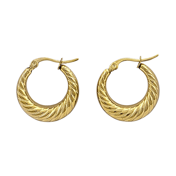 Créoles Texturées 24mm en Acier Inoxydable Doré - Alberto Bijoux