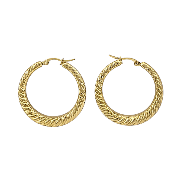 Créoles dorées XXL 46x46mm - Design rope twist maxi statement - Alberto Bijoux