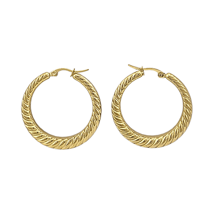 Créoles dorées XXL 46x46mm - Design rope twist maxi statement - Alberto Bijoux