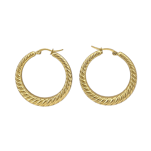 Créoles dorées XXL 46x46mm - Design rope twist maxi statement - Alberto Bijoux