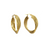 Boucles d'oreilles créoles dorées 40x35mm avec design triple anneaux sculptés tubulaires et finition brillante sur fond blanc