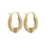 Boucles d’oreilles dorées ovales à double afond clairnneau avec tressage central.