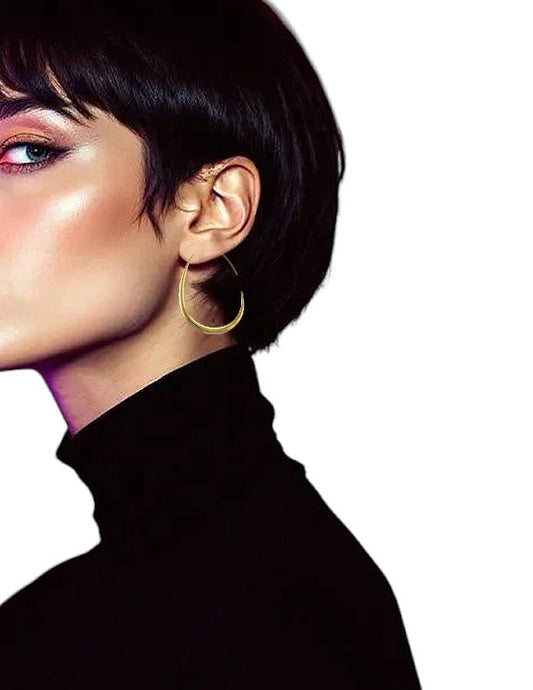 Créoles Goutte Fine – Acier Doré - Alberto Bijoux