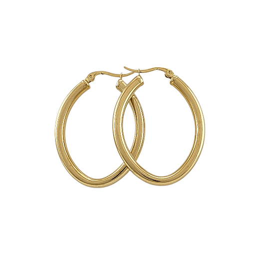 Créoles dorées ovales 45x33mm - Design tube épais 4mm intemporel - Alberto Bijoux