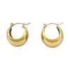 Boucles d'oreilles créoles dorées puffed 18x18mm avec design gonflé épais 13mm et finition brillante sur fond blanc