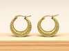 Boucles d'oreilles créoles 24 mm en acier inoxydable doré avec motif torsadé