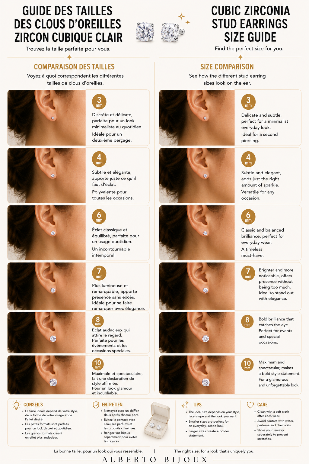 Cz Stud earring Guide Alberto BIjoux