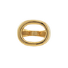 Bague dorée carrée bombée vue de dessus, fond clair