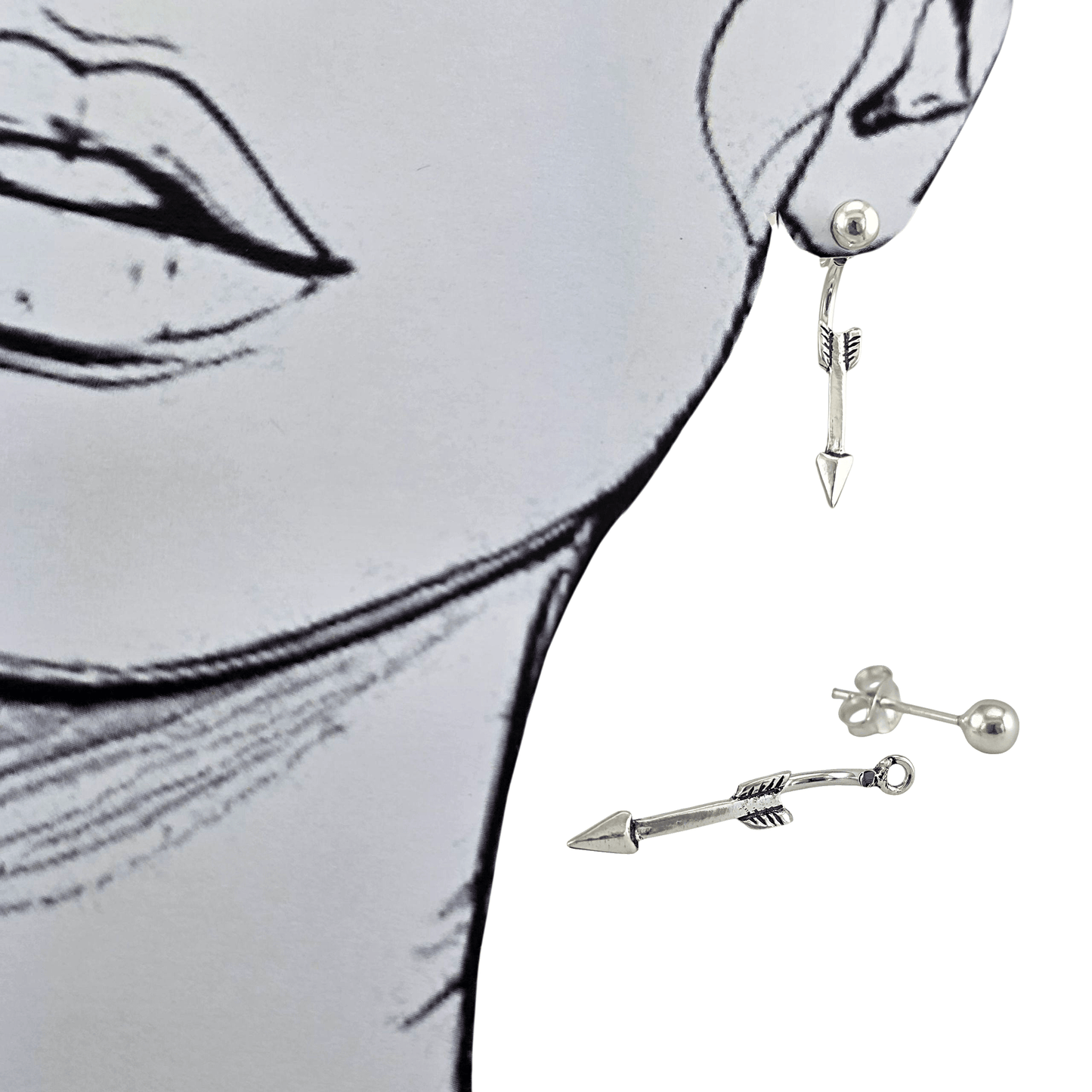 Boucles d’oreilles flèche en argent 925 - Alberto Bijoux
